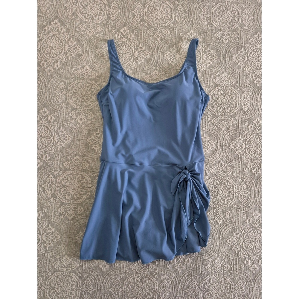 Eomenie Blue Skirted One Piece Swimsuit Swim Dress Adjustable Straps Padded XL